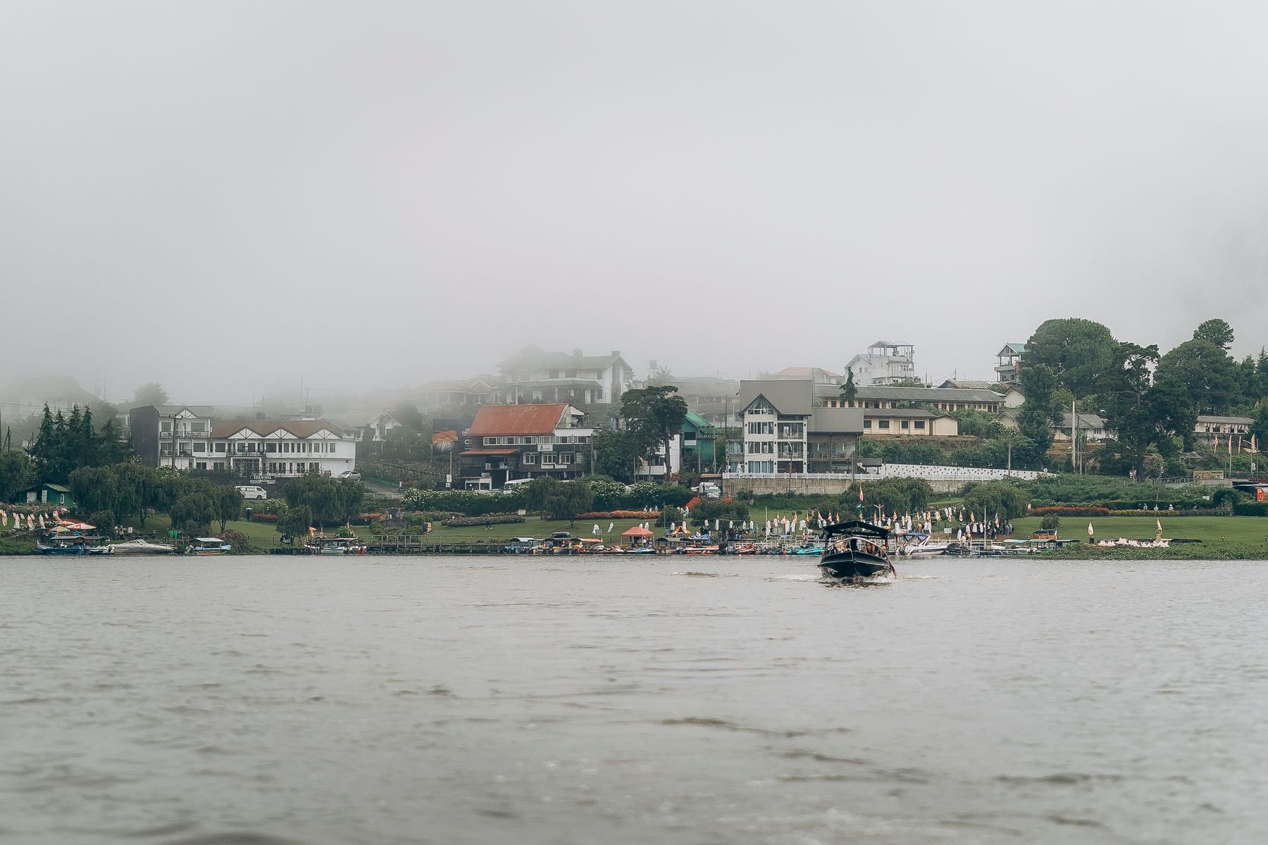A misty lake in Nuwara Eliya